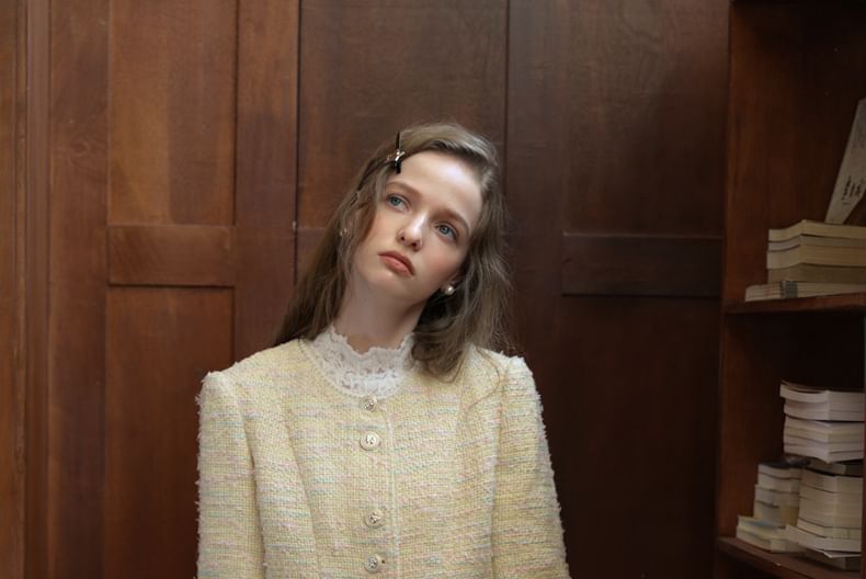 Tweed Button-Up Jacket / Mini Skirt