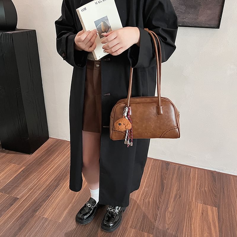 Bag Charm Bowler Set Leather / Washed Faux