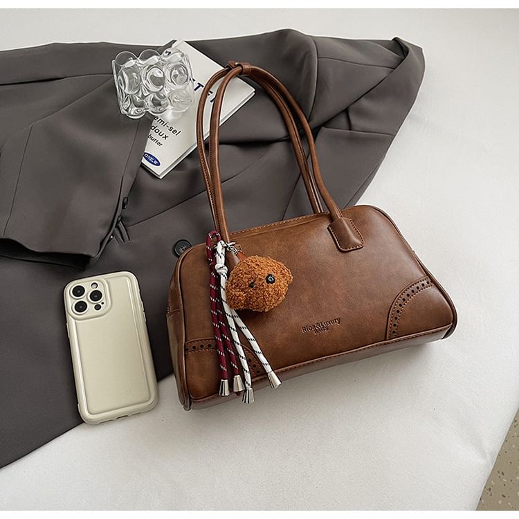 Bag Charm Bowler Set Leather / Washed Faux