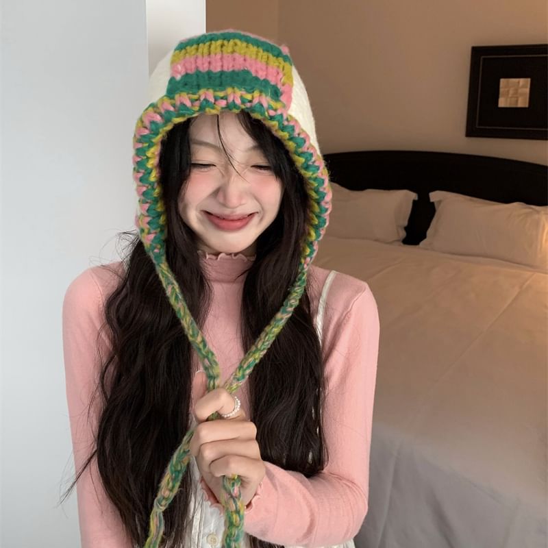 Color Block Knit Balaclava