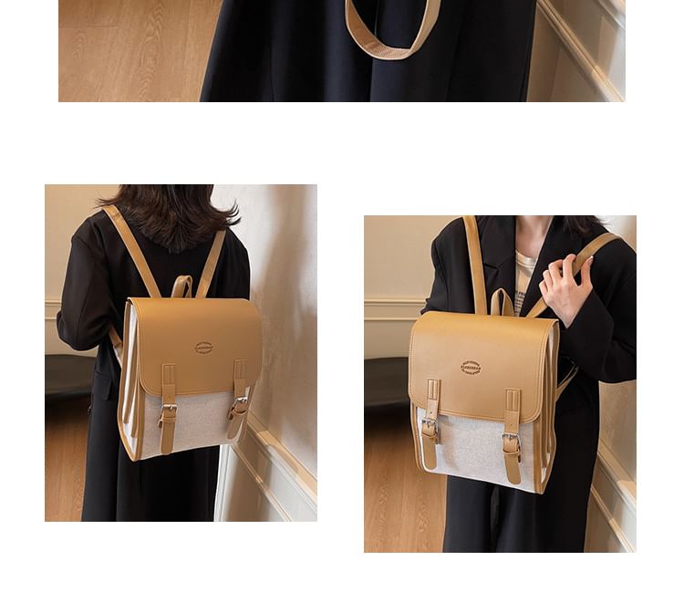 Two Backpack Tone Buckled Flap