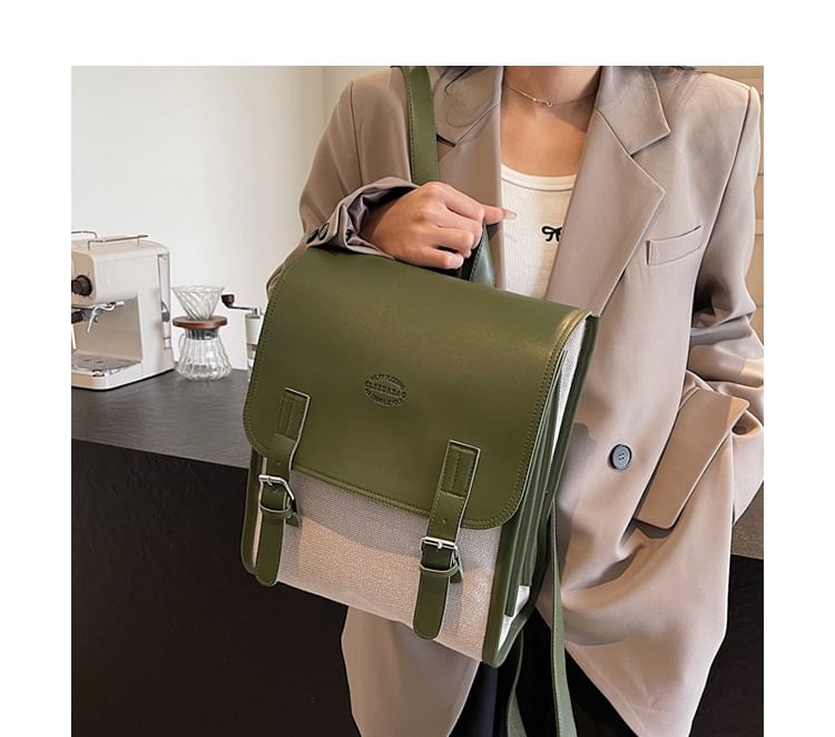 Two Backpack Tone Buckled Flap