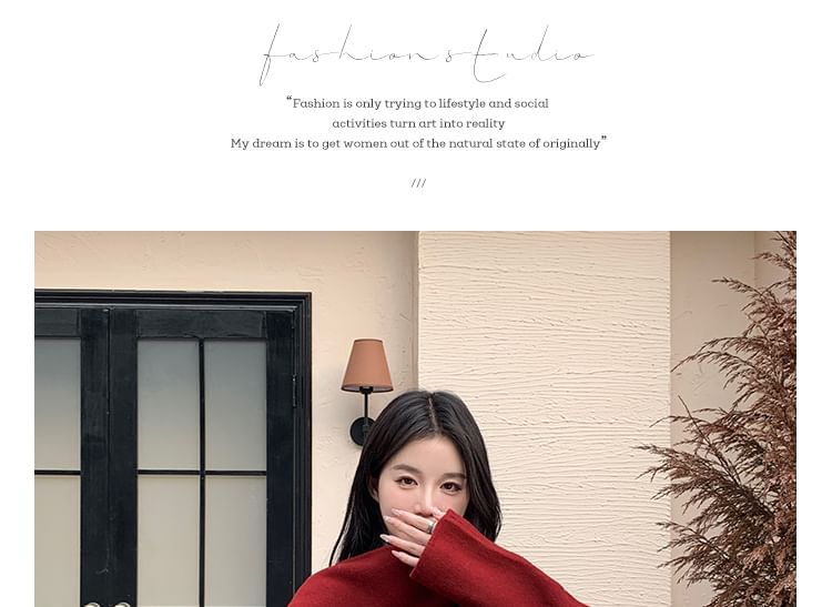 Mock Neck Wrapped Plain Long Coat