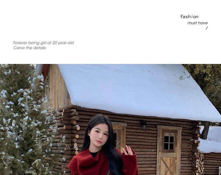 Mock Neck Wrapped Plain Long Coat