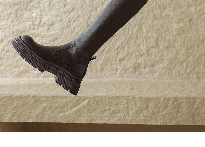 Boots Platform Leather Over-The-Knee Faux