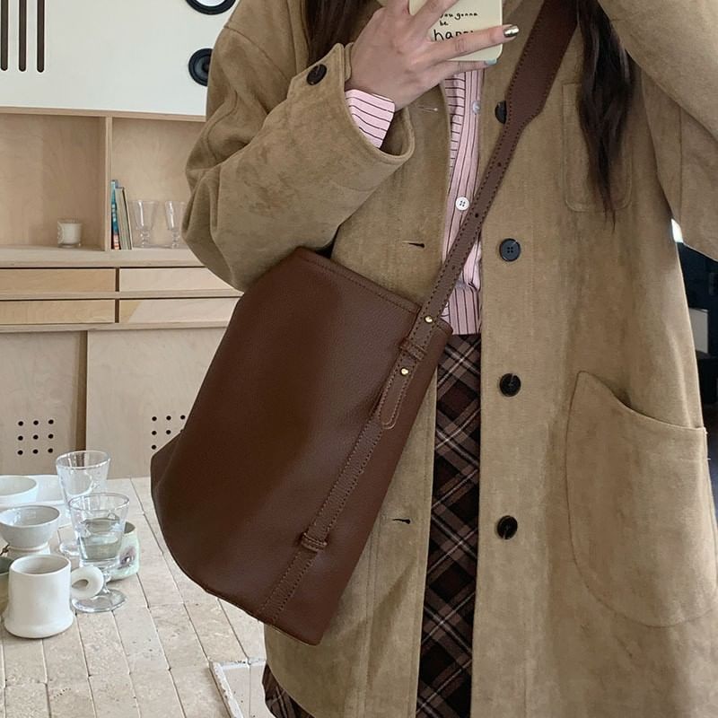 Leather Crossbody Faux Pouch With Bag