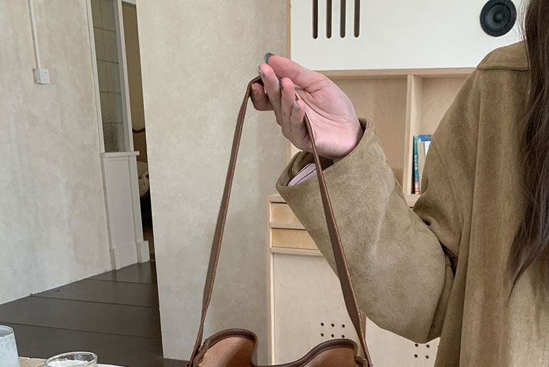 Leather Crossbody Faux Pouch With Bag