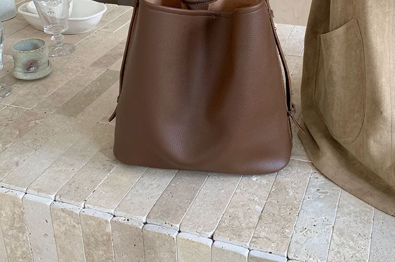 Leather Crossbody Faux Pouch With Bag