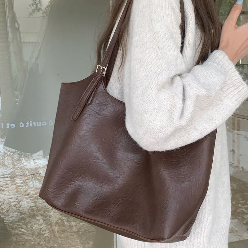 Bag Leather Pouch Faux Tote With