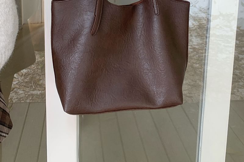 Bag Leather Pouch Faux Tote With