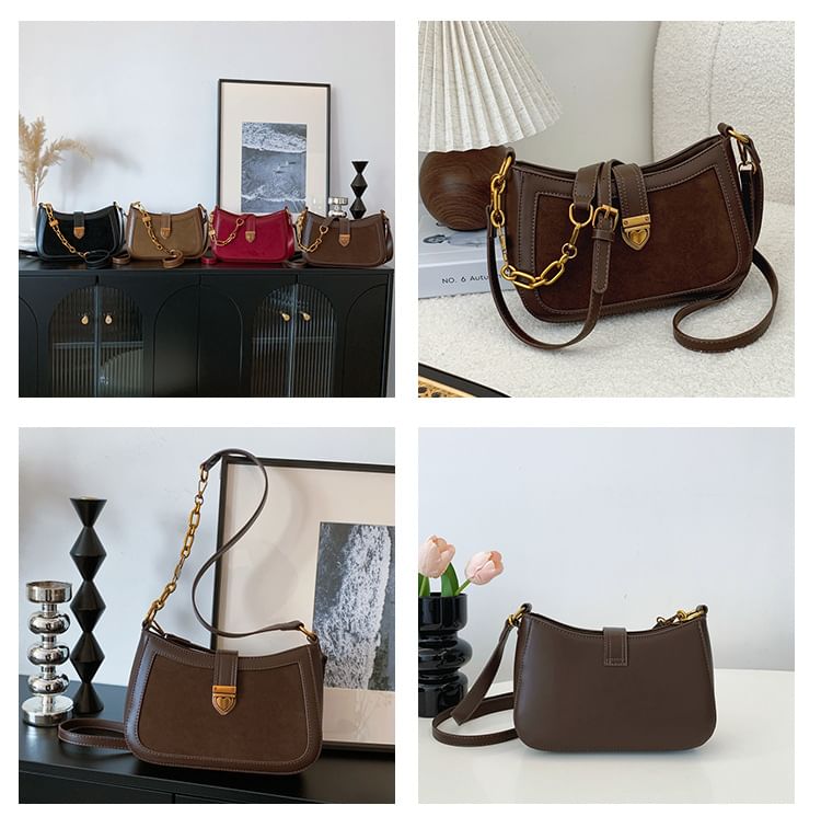 Chain Strap Heart Buckle Crossbody Bag