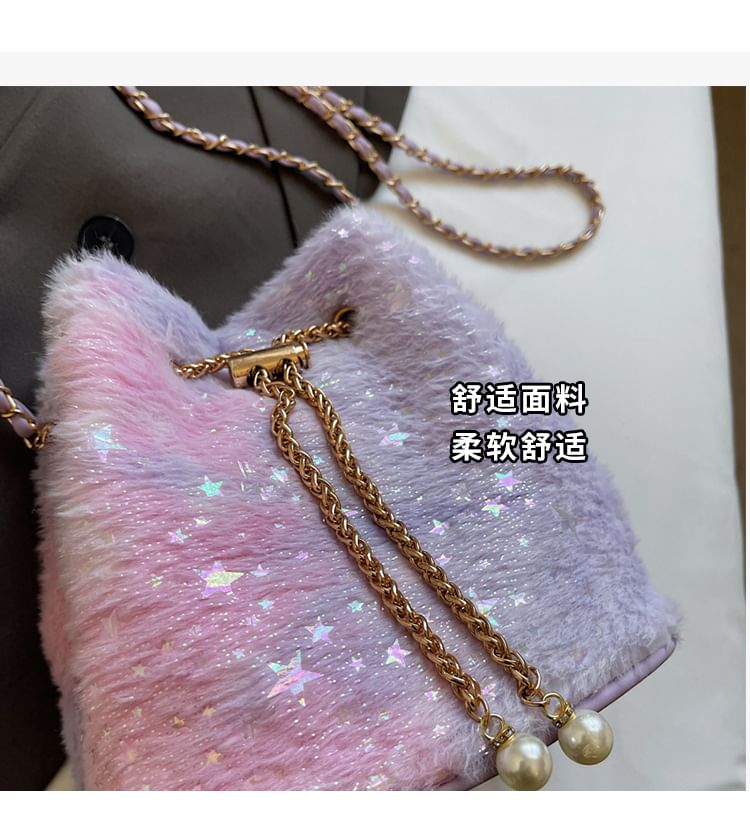 Gradient Star Print Chain Strap Bucket Bag