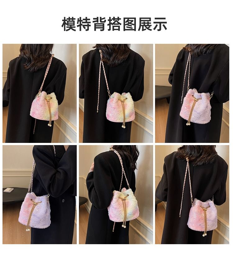Gradient Star Print Chain Strap Bucket Bag