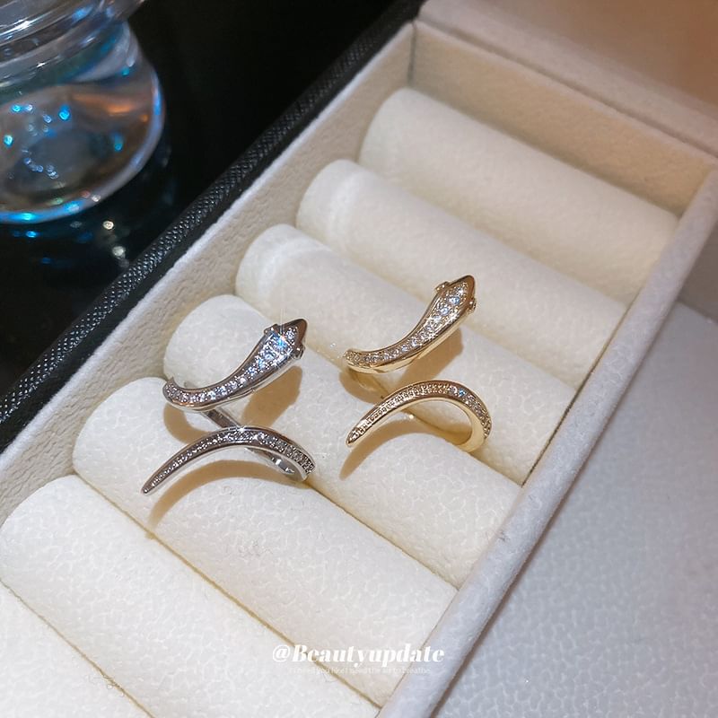 Ring Rhinestone Snake Open