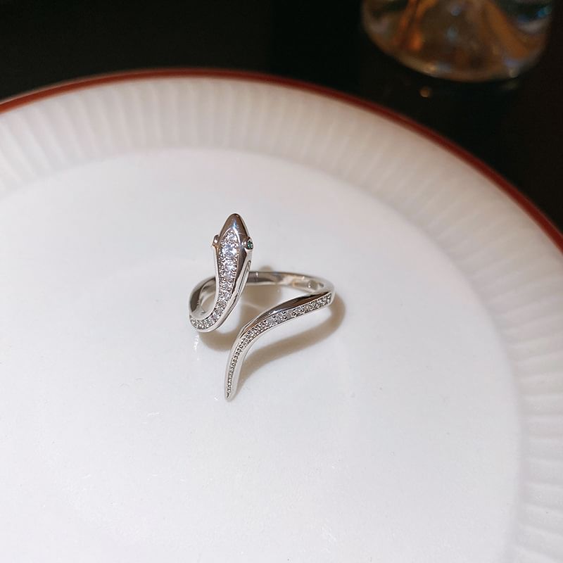 Ring Rhinestone Snake Open