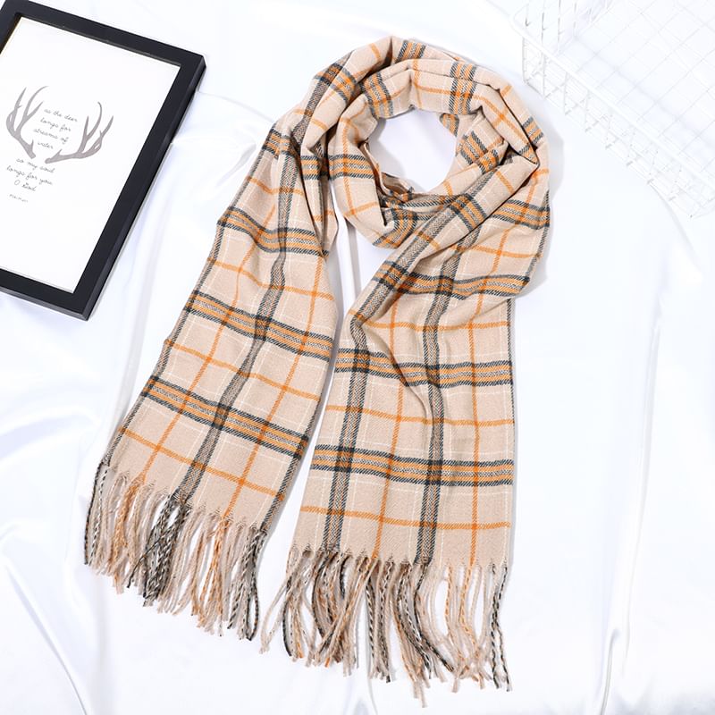 Scarf Plaid Fringe