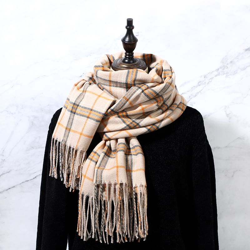 Scarf Plaid Fringe