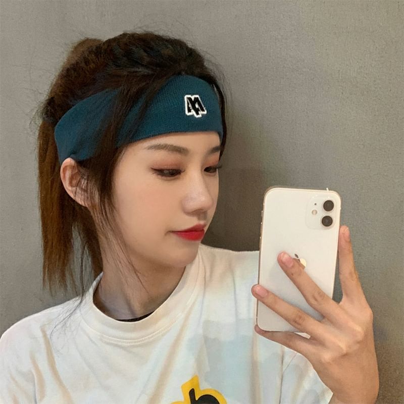 Embroidered Headband Knit Lettering