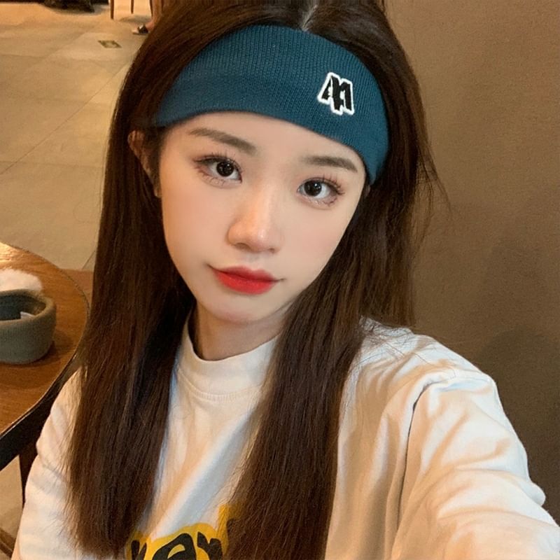 Embroidered Headband Knit Lettering