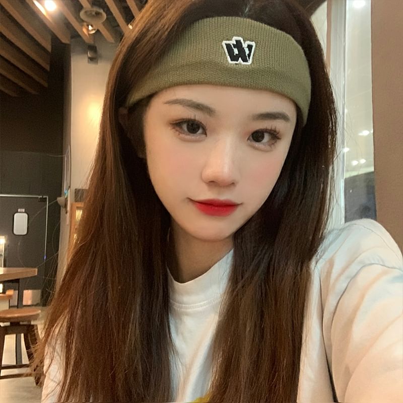 Embroidered Headband Knit Lettering