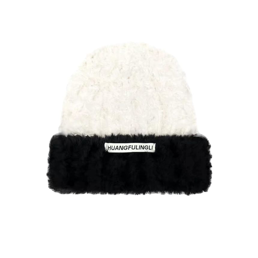 / Plain Fluffy Beanie Knit Cable