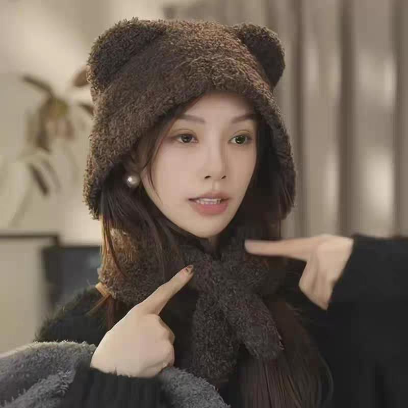 Ear Bear Hooded Scarf Plain
