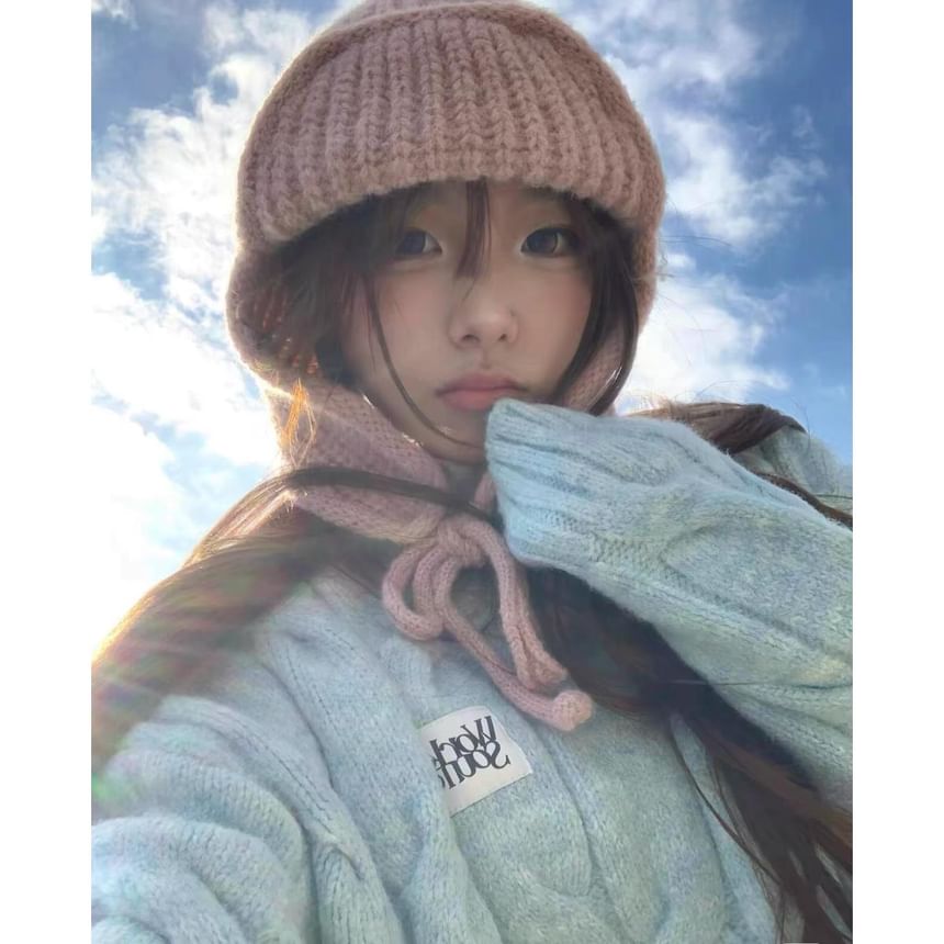 Knit Fluffy Balaclava / Hat Plain Bear