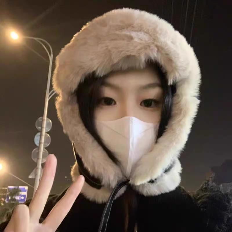 Trapper Fluffy Hat Faux / Plain Leather Panel