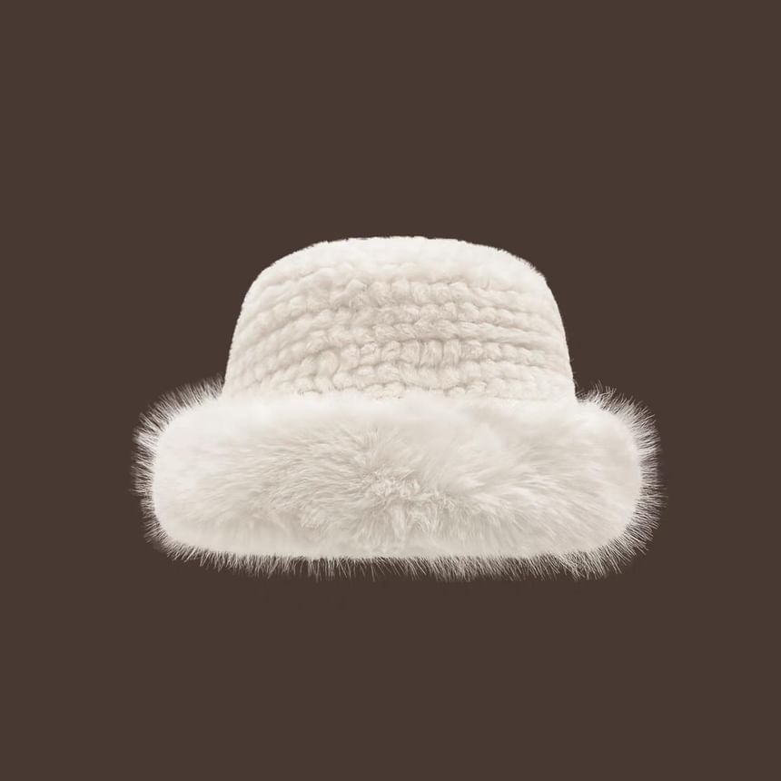 Trapper Fluffy Hat Faux / Plain Leather Panel