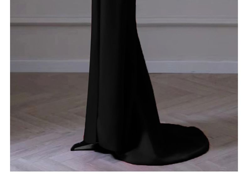 Cold-Shoulder Evening Gown Mermaid Plain