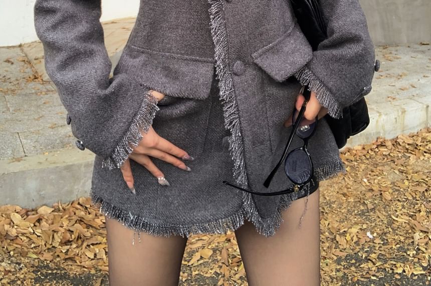 Fray-Trim Slim-Fit Wool Jacket