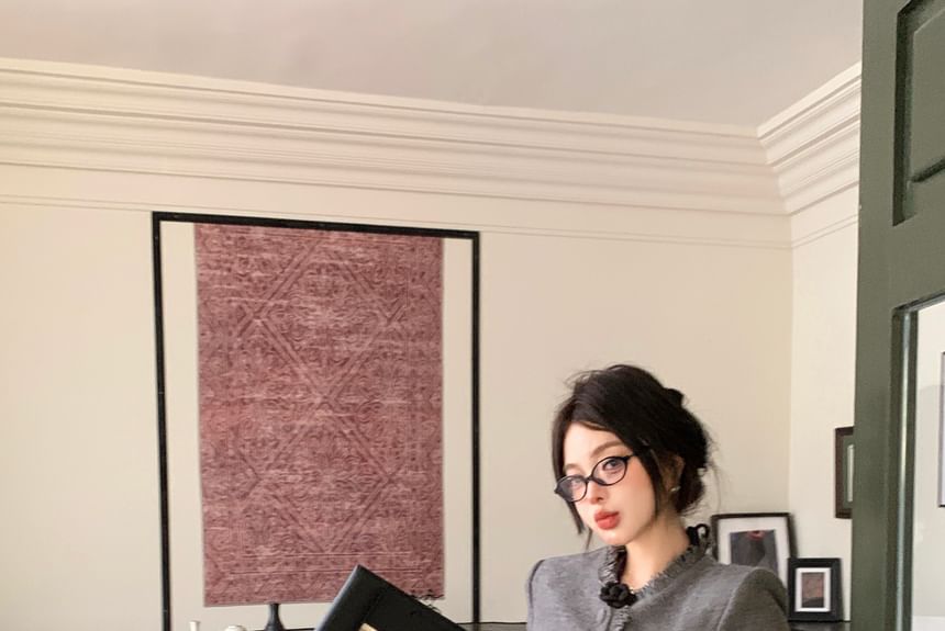 Fray-Trim Slim-Fit Wool Jacket