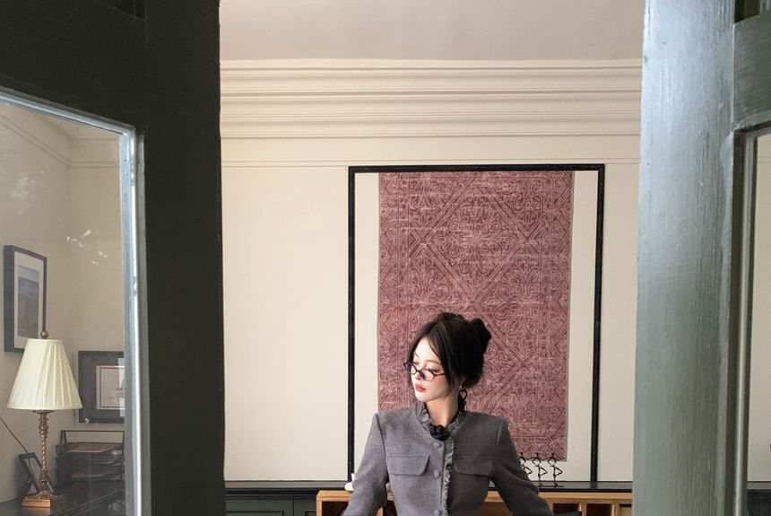 Fray-Trim Slim-Fit Wool Jacket