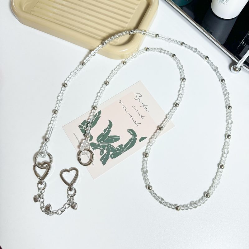 Alloy Faux Heart Lanyard Buckled Phone Crystal