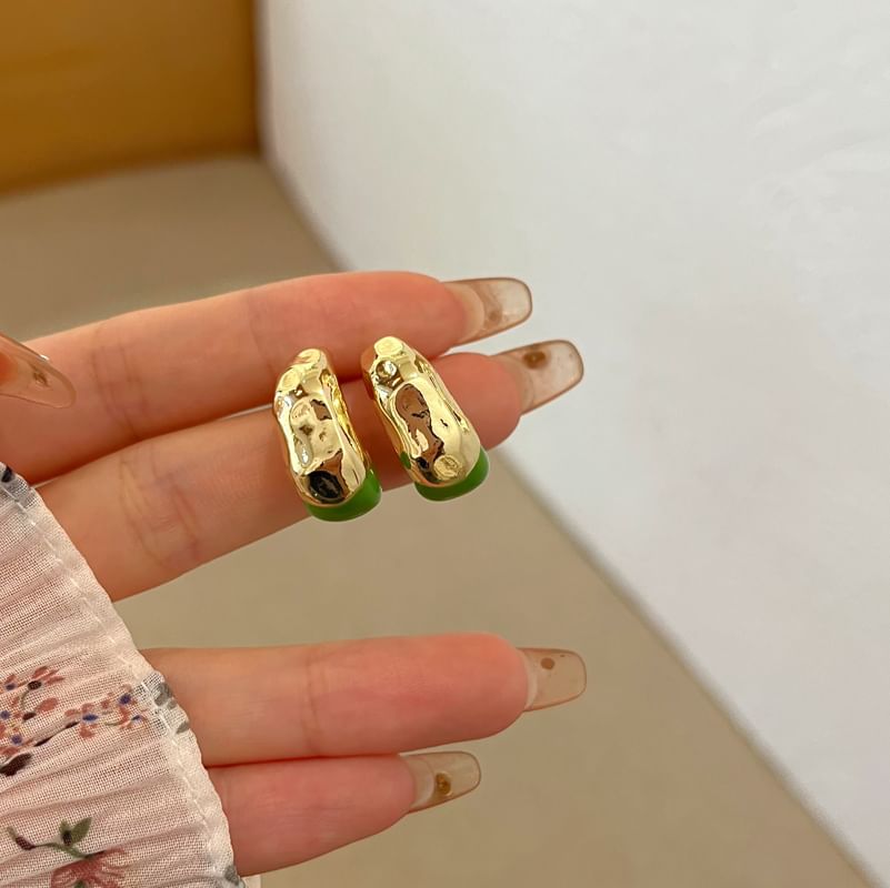 Open Hoop Irregular Alloy Earring Glaze