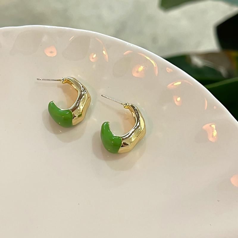 Open Hoop Irregular Alloy Earring Glaze