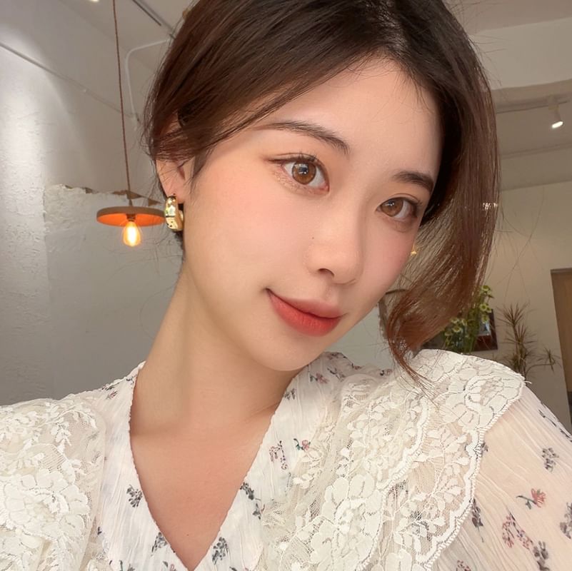 Open Hoop Irregular Alloy Earring Glaze