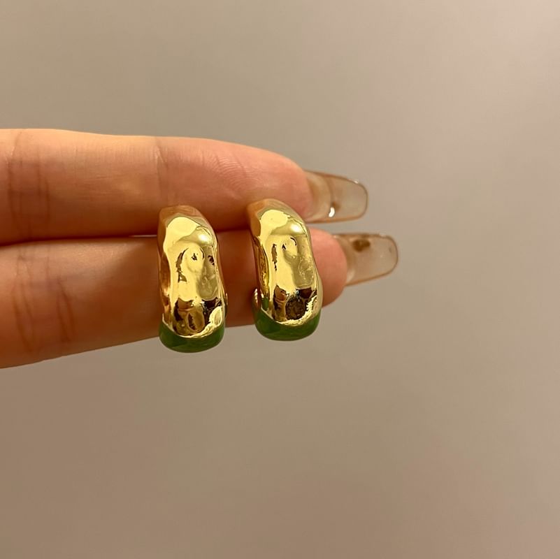 Open Hoop Irregular Alloy Earring Glaze