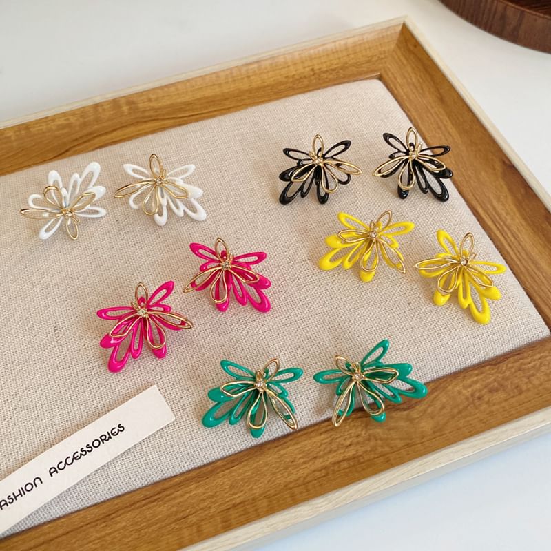 Earring Glaze Alloy Floral Stud