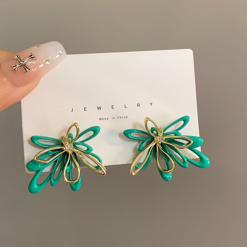Earring Glaze Alloy Floral Stud