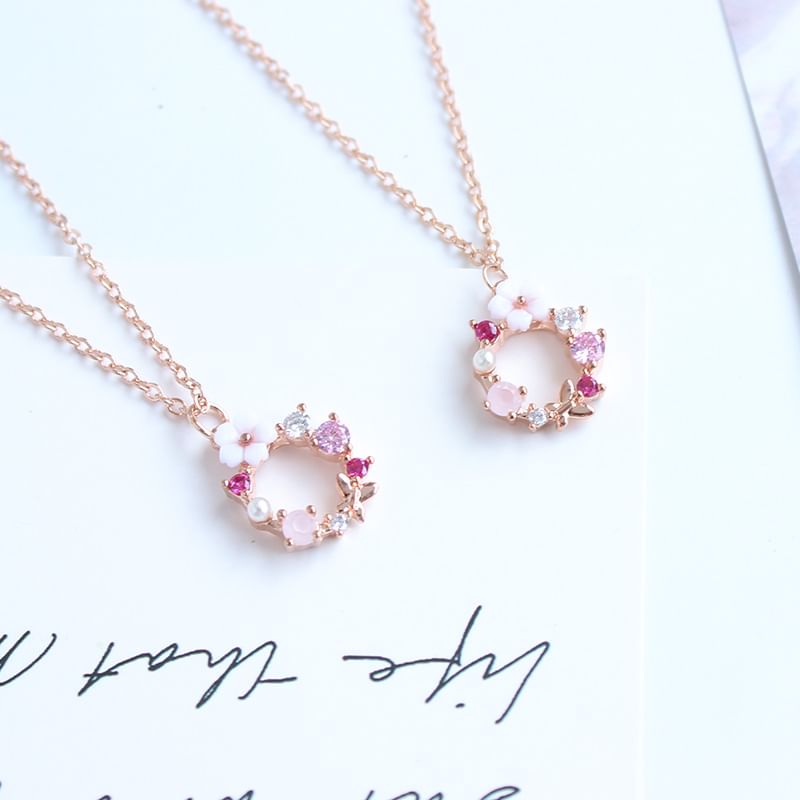 Floral Necklace (Various Rhinestone Alloy Designs) / Bracelet