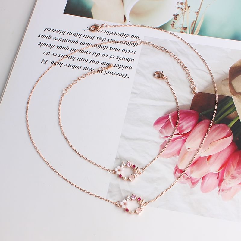 Floral Necklace (Various Rhinestone Alloy Designs) / Bracelet