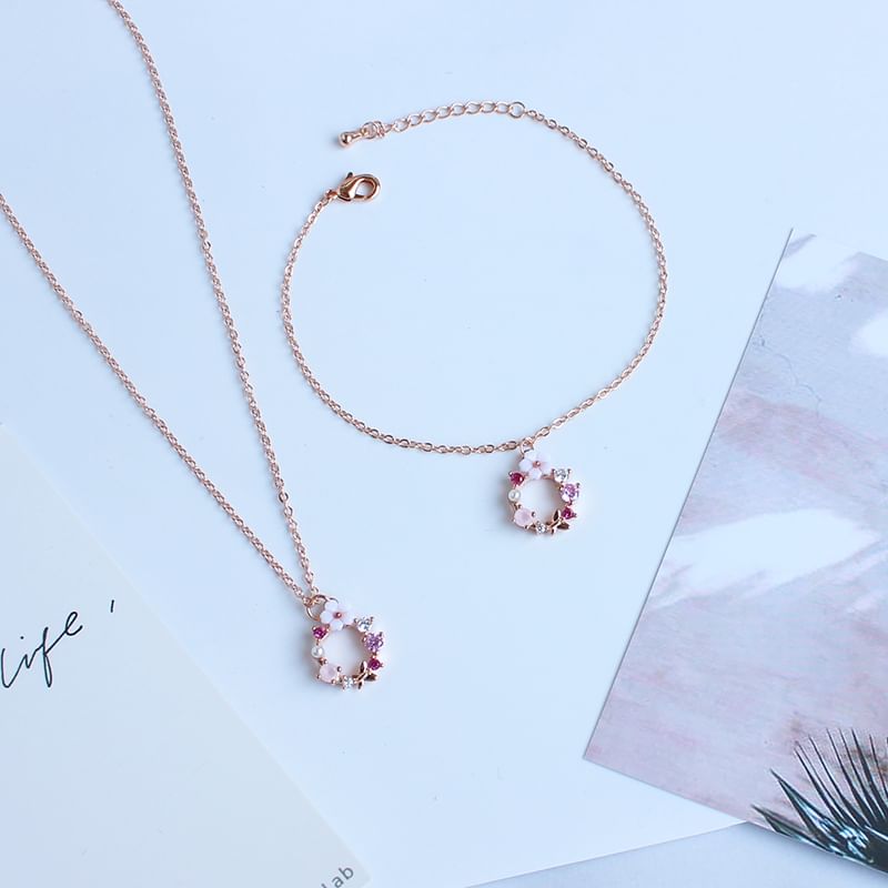 Floral Necklace (Various Rhinestone Alloy Designs) / Bracelet