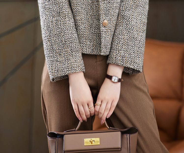 Tweed Button-Up Blazer