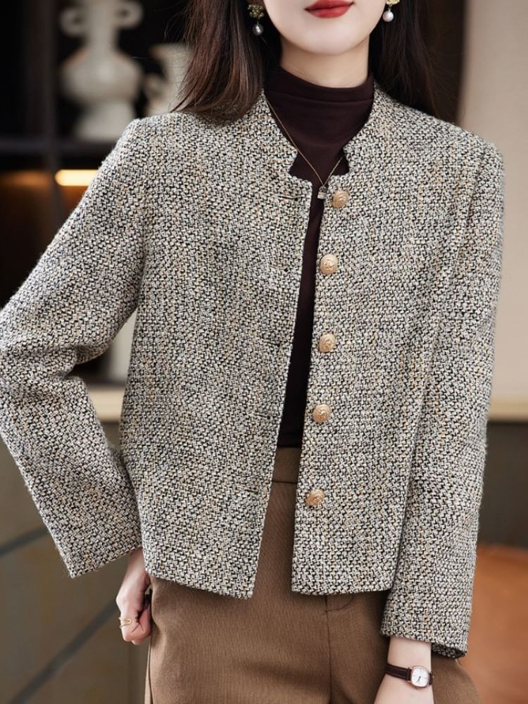 Tweed Button-Up Blazer