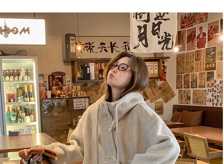 Plain Hooded Toggle Long Coat