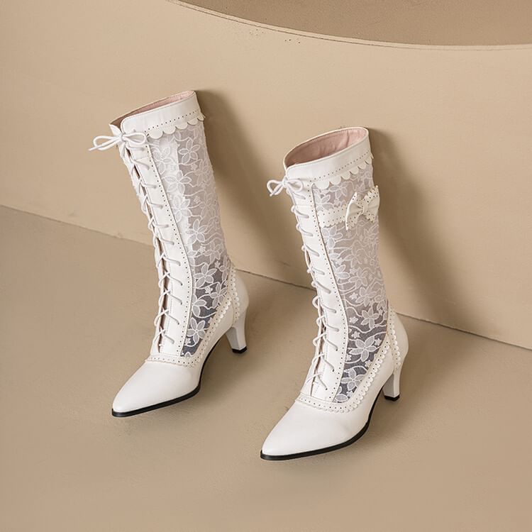 Boots Heel Block Short Lace