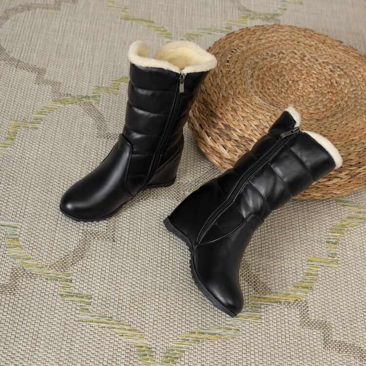 Wedge Heel Heart Buckle Short Snow Boots