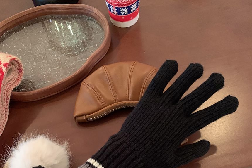 Knit Color Block Gloves