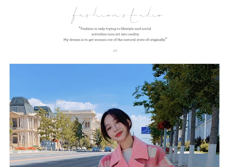 Lapel Collar Plaid Tie Waist Long Coat